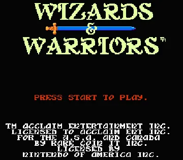 Wizards & Warriors (USA) (Rev 1) screen shot title
